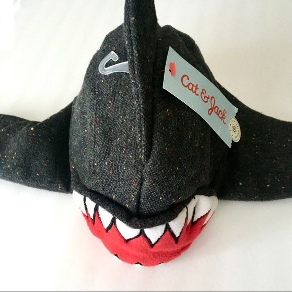 CAT & JACK child's Shark Tweed Trapper Hat OS - Picture 4 of 13